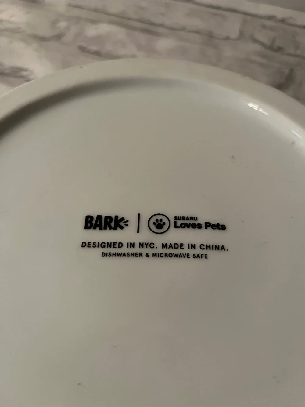 White Ceramic dog dish Bowl with Orange Car Accent and dogs